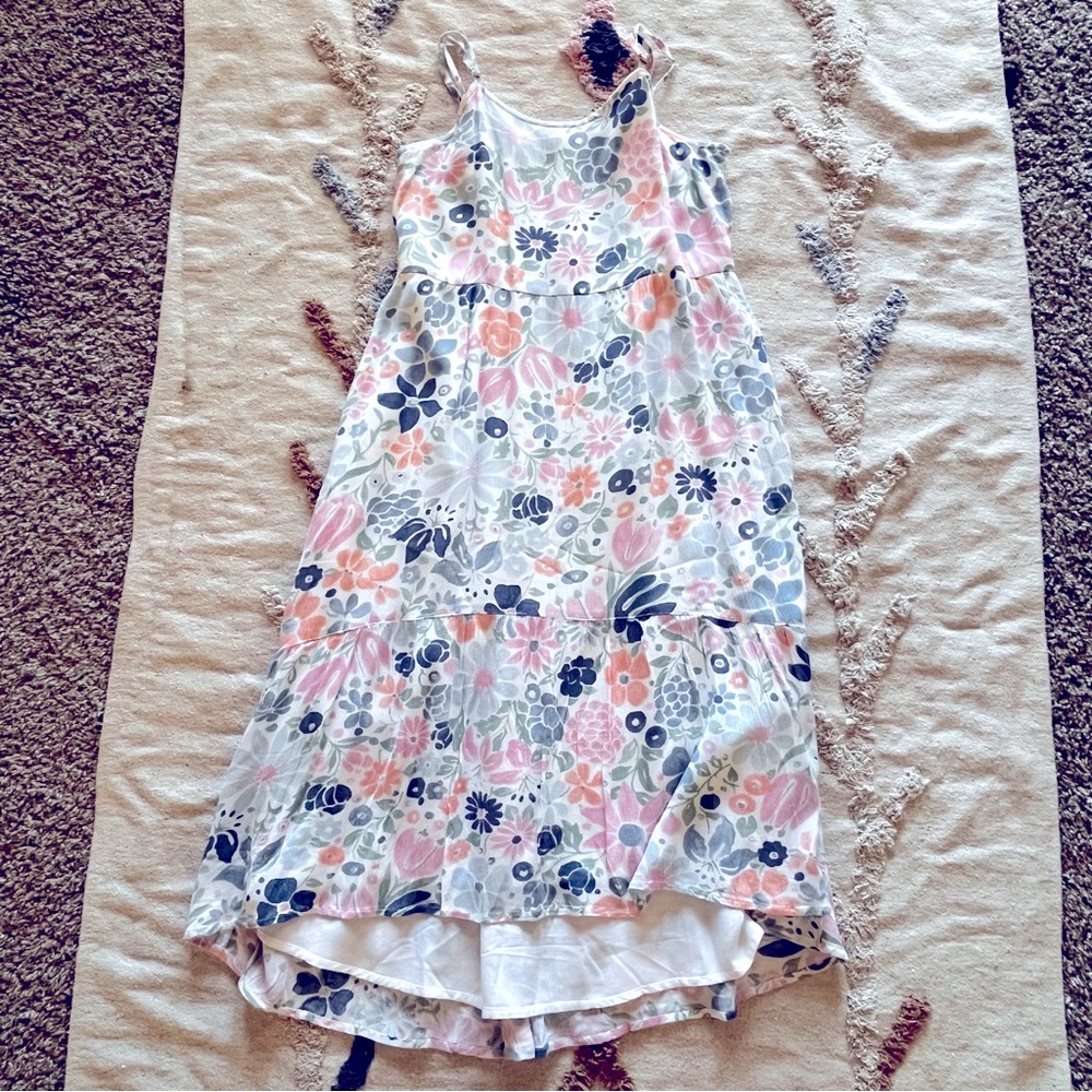 Abercrombie Kids Floral maxi Dress Pink Blue sleeveless girls size 15/16